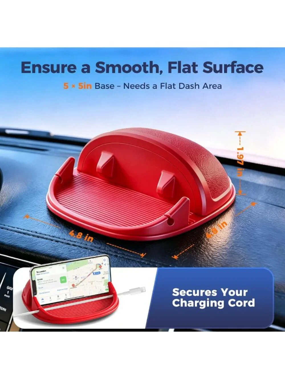 Universal Car Phone Holder & Mount - Silicone Dashboard Pad for iPhone, Samsung